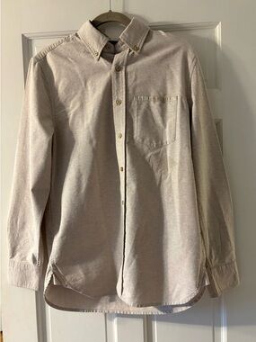 7 for all mankind cotton Men's Long-Sleeve Button-Down Shirt in Light Beige